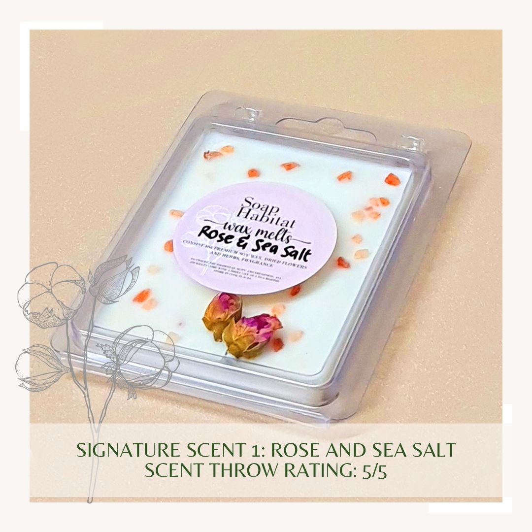 Premium Handcrafted Wax Melts - Rose and Sea Salt