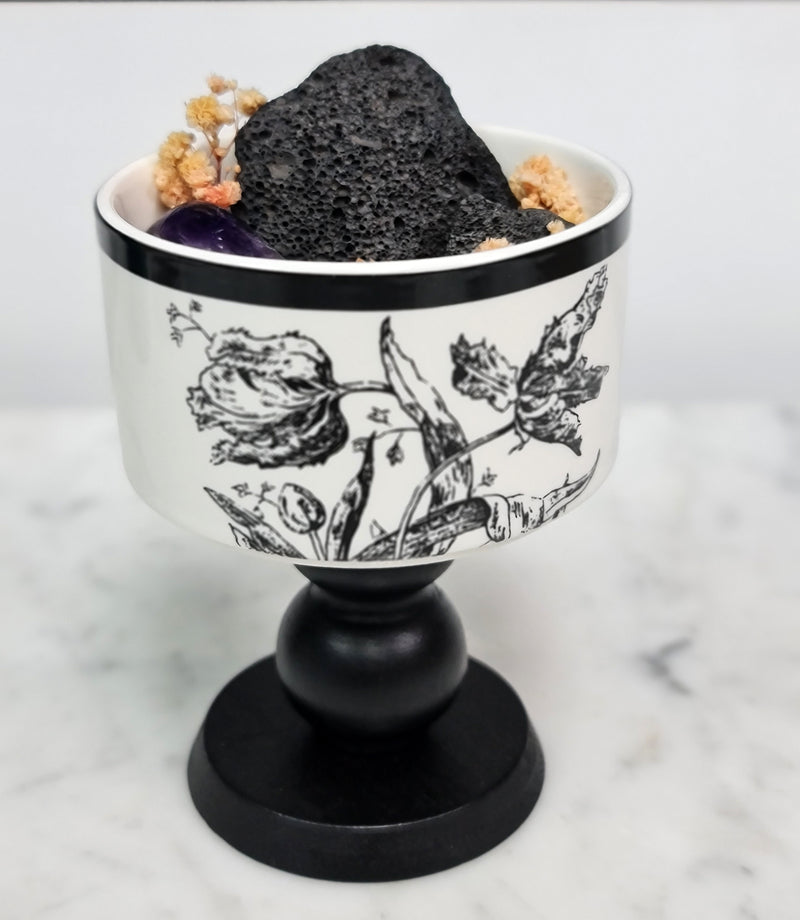 'Bonsai Art - Lava Rock Diffuser Printed Vessel with Amethyst (OOAK)